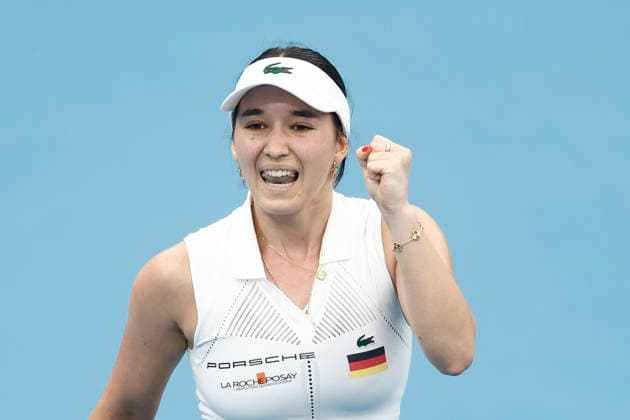 TENNIS UNITED CUP SYDNEY, Eva Lys of Team Germany celebrates victory in her Group F singles match against Suzan Lamens of Team Netherlandsduring day three of the 2026 United Cup at Ken Rosewall Arena in Sydney, Sunday, January 4, 2026. ( NO ARCHIVING, EDITORIAL USE ONLY SYDNEY NEW SOUTH WALES AUSTRALIA  Copyright: xMARKxEVANSx 20260104161774804519