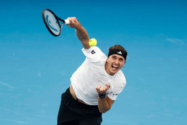 TENNIS UNITED CUP SYDNEY, Alexander Zverev of team Germany serves in his Group F singles match against Tallon Griekspoor of Team Netherlands during day three of the 2026 United Cup at Ken Rosewall Arena in Sydney, Sunday, January 4, 2026. ( NO ARCHIVING, EDITORIAL USE ONLY SYDNEY NEW SOUTH WALES AUSTRALIA  Copyright: xMARKxEVANSx 20260104141332690084