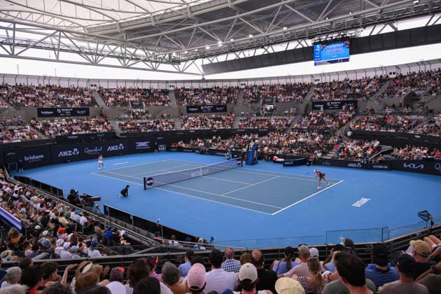 TENNIS BRISBANE INTERNATIONAL, A General View of Anastasia Potapova and Daria Kasatkina during day 1 of the Brisbane International tennis tournament at Pat Rafter Arena in Brisbane, Sunday, January 4, 2026. ( NO ARCHIVING, EDITORIAL USE ONLY BRISBANE QUEENSLAND AUSTRALIA  Copyright: xZAINxMOHAMMEDx 20260104165605701709