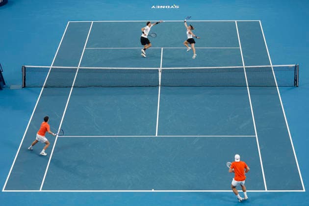 TENNIS UNITED CUP SYDNEY, Laura Siegemund of team Gemany playing with Alexander Zverev of team Germany plays a play a shot in their Group F doubles match against Demi Schuurs of Team Netherlands and Tallon Griekspoor of Team Netherlandsduring day three of the 2026 United Cup at Ken Rosewall Arena in Sydney, Sunday, January 4, 2026. ( NO ARCHIVING, EDITORIAL USE ONLY SYDNEY NEW SOUTH WALES AUSTRALIA  Copyright: xMARKxEVANSx 20260104179647725854