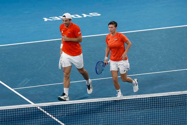 TENNIS UNITED CUP SYDNEY, Tallon Griekspoor of Team Netherlands and Demi Schuurs of Team Netherlands celebrate winning a game in their Group F doubles match against Laura Siegemund of team Gemany and Alexander Zverev of team Germany during day three of the 2026 United Cup at Ken Rosewall Arena in Sydney, Sunday, January 4, 2026. ( NO ARCHIVING, EDITORIAL USE ONLY SYDNEY NEW SOUTH WALES AUSTRALIA  Copyright: xMARKxEVANSx 20260104169194275393