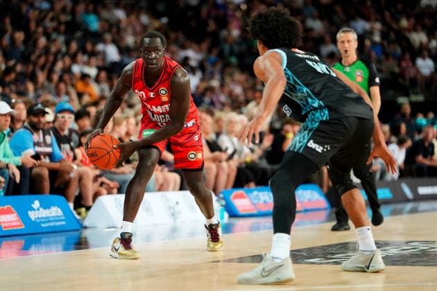 NBL BREAKERS WILDCATS, Perth Wildcats centre Jo Lual-Acuil Junior during the NBL Round 15 NBL match between the New Zealand Breakers and Perth Wildcats at Spark Arena in Auckland, New Zealand, Sunday, January 4, 2026. ( NO ARCHIVING, EDITORIAL USE ONLY AUCKLAND NEW ZEALAND  Copyright: xBlakexArmstrongx 20260104166996514050
