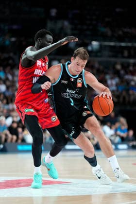NBL BREAKERS WILDCATS, Breakers forward Sam Mennenga during the NBL Round 15 match between the New Zealand Breakers and Perth Wildcats at Spark Arena in Auckland, New Zealand, Sunday, January 4, 2026. ( NO ARCHIVING, EDITORIAL USE ONLY AUCKLAND NEW ZEALAND  Copyright: xBlakexArmstrongx 20260104117624047313