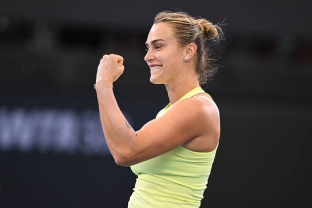 TENNIS BRISBANE INTERNATIONAL, Aryna Sabalenka reacts during day 1 of the Brisbane International tennis tournament at Pat Rafter Arena in Brisbane, Sunday, January 4, 2026. ( NO ARCHIVING, EDITORIAL USE ONLY BRISBANE QUEENSLAND AUSTRALIA  Copyright: xZAINxMOHAMMEDx 20260104165504058288