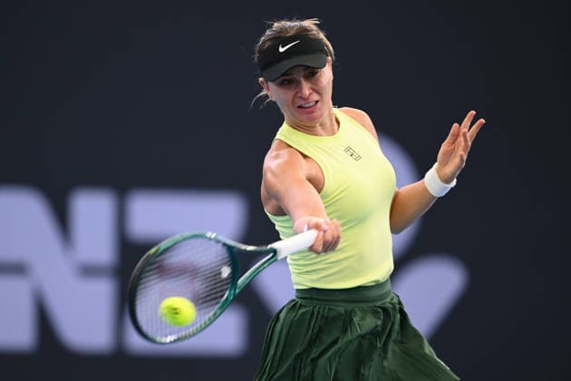 TENNIS BRISBANE INTERNATIONAL, Paula Badosa in action during day 1 of the Brisbane International tennis tournament at Pat Rafter Arena in Brisbane, Sunday, January 4, 2026. ( NO ARCHIVING, EDITORIAL USE ONLY BRISBANE QUEENSLAND AUSTRALIA  Copyright: xZAINxMOHAMMEDx 20260104143727120434