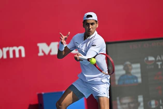 Hong Kong Tennis Open - Day 1 Alejandro Tabilo, a Chilean tennis player, during a match at the Hong Kong Tennis Open on January 4, 2026 in Hong Kong. (Photo by Kobe Li Nexpher Images) Hong Kong