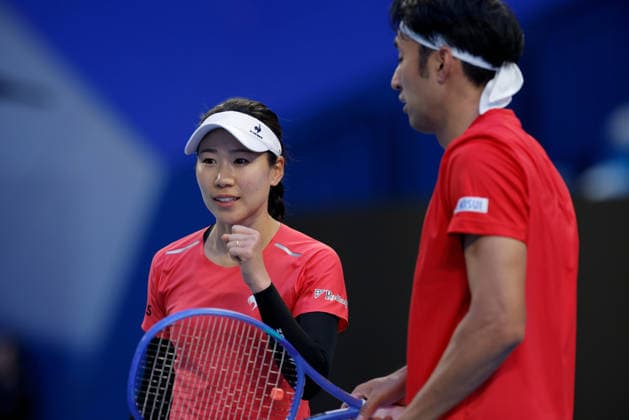 TENNIS UNITED CUP PERTH, Nao Hibino and Yasutaka Uchiyama of Japan in action against Olivia Nicholls and Neal Skupski of Great Britain during the United Cup day three doubles match between Great Britain and Japan at RAC Arena in Perth, Sunday, January 4, 2026. ( NO ARCHIVING, EDITORIAL USE ONLY PERTH WESTERN AUSTRALIA AUSTRALIA  Copyright: xRICHARDxWAINWRIGHTx 20260104130067167357