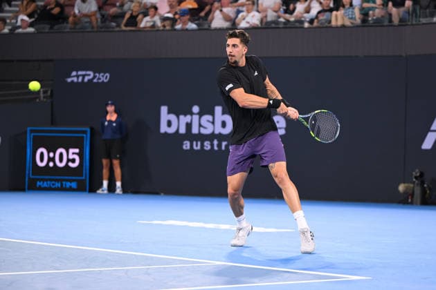 TENNIS BRISBANE INTERNATIONAL, Thanasi Kokkinakis in action during day 1 of the Brisbane International tennis tournament at Pat Rafter Arena in Brisbane, Sunday, January 4, 2026. ( NO ARCHIVING, EDITORIAL USE ONLY BRISBANE QUEENSLAND AUSTRALIA  Copyright: xZAINxMOHAMMEDx 20260104188272218879