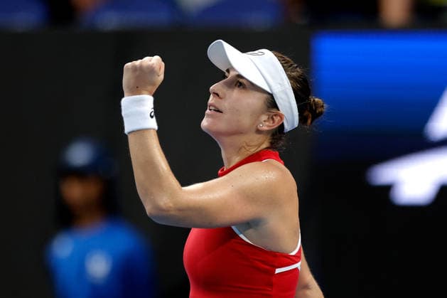 TENNIS UNITED CUP PERTH, Belinda Bencic of Switzerland celebrates after winning against Jasmine Paolini of Italy during the United Cup day three match between Italy and Switzerland at RAC Arena in Perth, Sunday, January 4, 2026. ( NO ARCHIVING, EDITORIAL USE ONLY PERTH WESTERN AUSTRALIA AUSTRALIA  Copyright: xRICHARDxWAINWRIGHTx 20260104113779383878