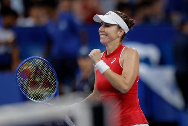 TENNIS UNITED CUP PERTH, Belinda Bencic of Switzerland celebrates after winning against Jasmine Paolini of Italy during the United Cup day three match between Italy and Switzerland at RAC Arena in Perth, Sunday, January 4, 2026. ( NO ARCHIVING, EDITORIAL USE ONLY PERTH WESTERN AUSTRALIA AUSTRALIA  Copyright: xRICHARDxWAINWRIGHTx 20260104141377933690