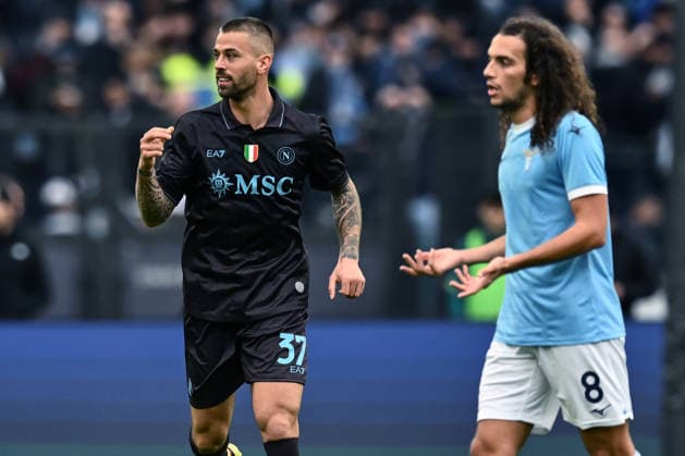 As Roma 04 01 2026 - campionato di calcio serie A Lazio-Napoli foto Antonello Sammarco Image nella foto: esultanza gol Leonardo Spinazzola 