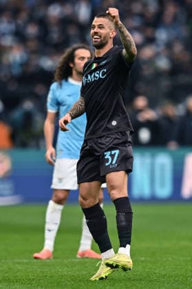 As Roma 04 01 2026 - campionato di calcio serie A Lazio-Napoli foto Antonello Sammarco Image nella foto: esultanza gol Leonardo Spinazzola 