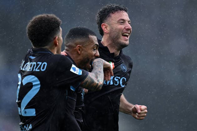 Dc Roma 04 01 2026 - campionato di calcio serie A Lazio-Napoli foto Domenico Cippitelli Image nella foto: esultanza gol Amir Rrahmani 