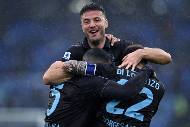 Dc Roma 04 01 2026 - campionato di calcio serie A Lazio-Napoli foto Domenico Cippitelli Image nella foto: esultanza gol Amir Rrahmani 