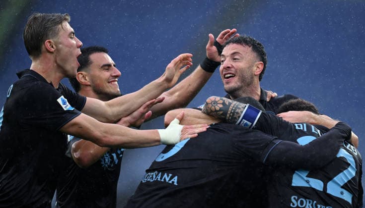 Dc Roma 04 01 2026 - campionato di calcio serie A Lazio-Napoli foto Domenico Cippitelli Image nella foto: esultanza gol Amir Rrahmani 