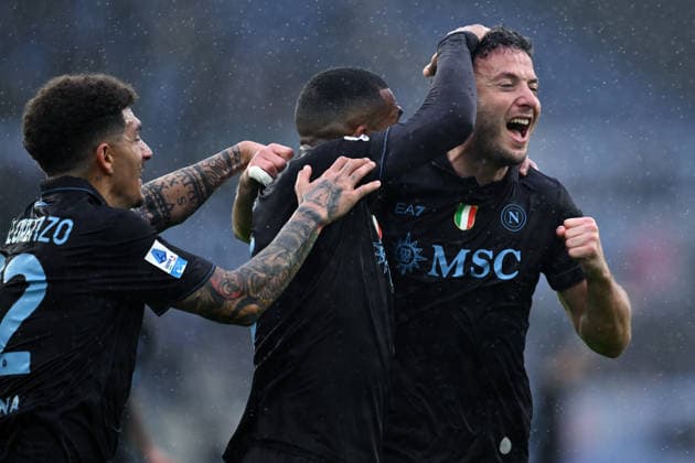 Dc Roma 04 01 2026 - campionato di calcio serie A Lazio-Napoli foto Domenico Cippitelli Image nella foto: esultanza gol Amir Rrahmani 