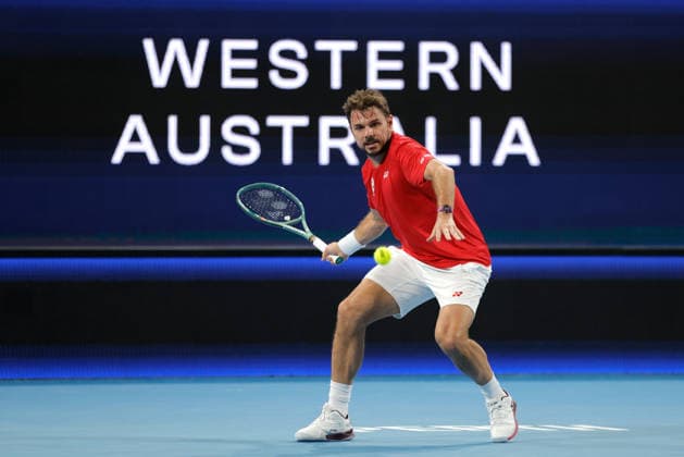 TENNIS UNITED CUP PERTH, Stan Wawrinka of Switzerland in action against Flavio Cobolli of Italy during the United Cup day three match between Italy and Switzerland at RAC Arena in Perth, Sunday, January 4, 2026. ( NO ARCHIVING, EDITORIAL USE ONLY PERTH WESTERN AUSTRALIA AUSTRALIA  Copyright: xRICHARDxWAINWRIGHTx 20260104137651582786