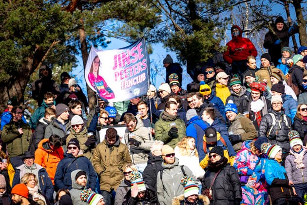 Banner for Jinse Peeters during the UCI Cyclo cross World Cup 2025 in ZONHOVEN, Belgium on 29 december 2025, photo by Marcel van Dorst EYE4images