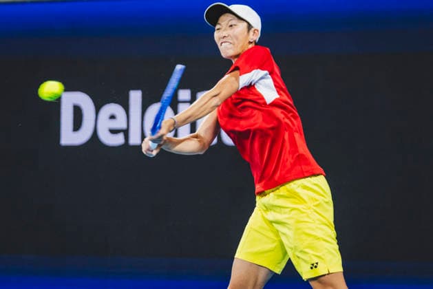 SYDNEY, AUSTRALIA - JANUARY 04: You Xiaodi and Te Rigele (not in the picture) of Team China returns a shot in the Group B Mixed Doubles match against Victoria Mboko and Felix Auger Aliassime of Team Canada on day 3 of the 2026 United Cup at Ken Rosewall Arena on January 4, 2026 in Sydney, Australia.  Copyright: xVCGx 111613254131