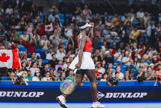 SYDNEY, AUSTRALIA - JANUARY 04: Victoria Mboko of Team Canada celebrates after winning the Group B match between Team China and Team Canada on day 3 of the 2026 United Cup at Ken Rosewall Arena on January 4, 2026 in Sydney, Australia.  Copyright: xVCGx 111613236740
