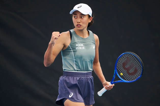 BRISBANE, AUSTRALIA - JANUARY 03: Zhang Shuai of China reacts in the Women s Singles Qualifying second round match against Taylah Preston of Australia ahead of the 2026 Brisbane International at Pat Rafter Arena on January 3, 2026 in Brisbane, Australia.  Copyright: xVCGx 111613104600