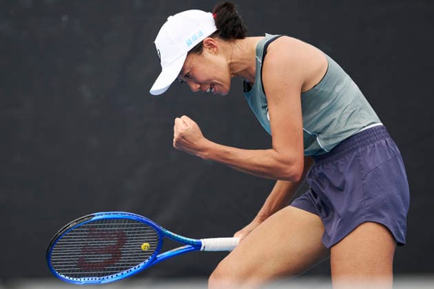 BRISBANE, AUSTRALIA - JANUARY 03: Zhang Shuai of China reacts in the Women s Singles Qualifying second round match against Taylah Preston of Australia ahead of the 2026 Brisbane International at Pat Rafter Arena on January 3, 2026 in Brisbane, Australia.  Copyright: xVCGx 111613104605