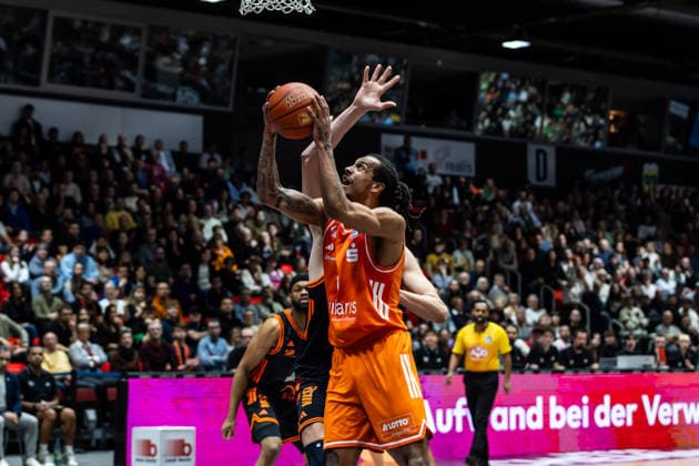 GER, easy Credit Basketball Bundesliga, Niners Chemnitz RASTA Vechta 04 01 2026, Messe, Chemnitz, GER, easy Credit Basketball Bundesliga, Niners Chemnitz RASTA Vechta Kevin Yebo Niners Chemnitz, 0 Photo Alexander Trienitz Chemnitz Messe Sachsen Germany