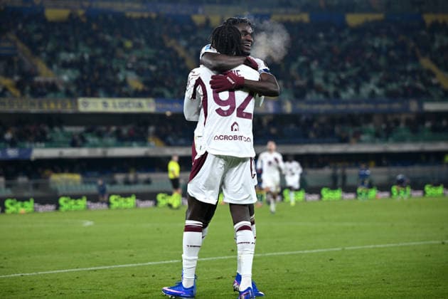 Cm Verona 04 01 2026 - campionato di calcio serie A Hellas Verona-Torino foto Cristiano Mazzi Image nella foto: esultanza gol Alieu Njie 