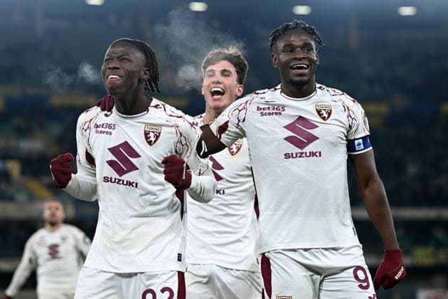 Cm Verona 04 01 2026 - campionato di calcio serie A Hellas Verona-Torino foto Cristiano Mazzi Image nella foto: esultanza gol Alieu Njie 