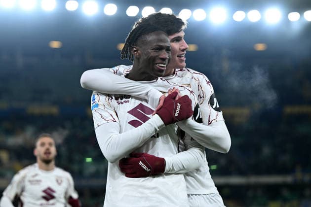 Cm Verona 04 01 2026 - campionato di calcio serie A Hellas Verona-Torino foto Cristiano Mazzi Image nella foto: esultanza gol Alieu Njie 