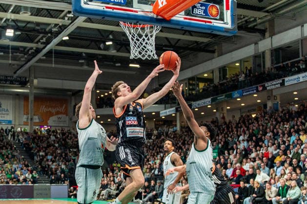 04 01 2026, xdaymx, Basketball easyCredit BBL, Gladiators Trier Ratiopharm Ulm Tobias Jensen Ulm DFL DFB REGULATIONS PROHIBIT ANY USE OF PHOTOGRAPHS as IMAGE SEQUENCES and or QUASI VIDEO Trier