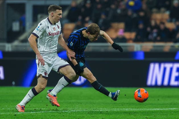 FC Internazionale vs Bologna FC Serie A 2025 26 04 01 2026 Nicolo Barella of FC Internazionale seen in action during Serie A 2025 26 football match between FC Internazionale and Bologna FC at San Siro Stadium in Milan Copyright: xBEAUTIFULxSPORTS Carabellix