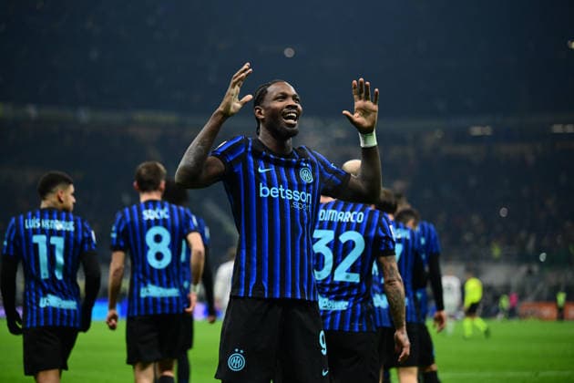 FC Internazionale v Bologna FC 1909 - Serie A Marcos Thuram of Inter Milan celebrates after scoring his team s third goal during the Serie A match between Inter Milan and Bologna FC at San Siro Stadium in Milan, Italy, on January 4, 2026. Milan Italy  Copyright: xAndreaxDiodatox originalFilename:diodato-intermil260104_npq3A.jpg