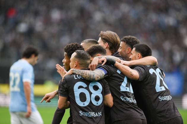 4th January 2026, Stadio Olimpico, Rome, Italy; Italian Serie A Football; Lazio versus Napoli; Napoli& x2019;s players celebrate after the 0-1 goal  AllShotLive
