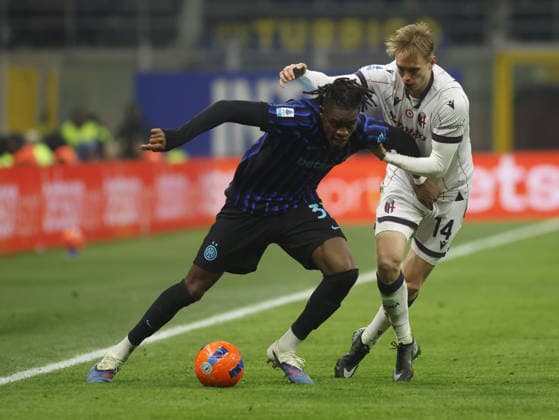 .i31- and Torbjorn Heggem of Bologna FC during the Italian Serie A, 2025 26 season, football match between FC Inter and Bologna FC on 04 January 2026, at Giuseppe Meazza Stadium, San Siro, Milan, Italy. Photo Nderim KACELI  Copyright: xNderimxKaceli IPAxSportx xipa-agency.netx xx IPA_69700148 IPA_Agency_IPA69700148