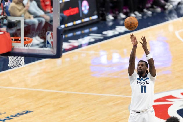 WASHINGTON, DC - JANUARY 04: Minnesota Timberwolves center Naz Reid (11) shoots a free throw during a game between Minnesota Timberwolves and Washington Wizards on January 4, 2026 at the Capital One Arena in Washington, DC. (Photo by Charles Brock Icon Sportswire) NBA, Basketball Herren, USA JAN 04 Minnesota Timberwolves at Washington Wizards EDITORIAL USE ONLY Icon260104015