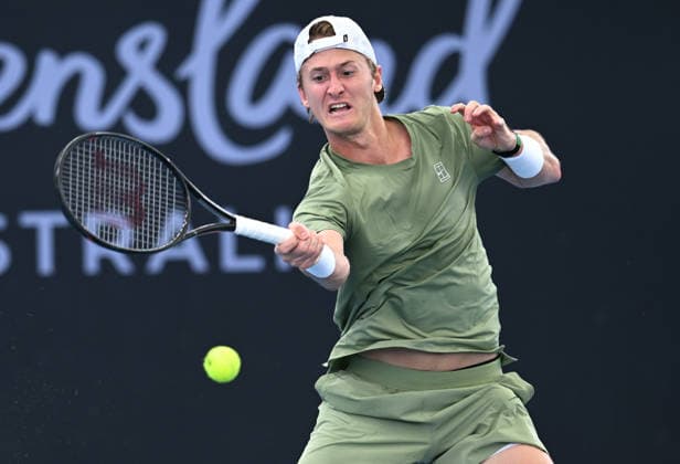 TENNIS BRISBANE INTERNATIONAL, Sebastian Korda of the USA in action against Valentin Vacherot of Monaco during day two of the Brisbane International tennis tournament at Pat Rafter Arena in Brisbane, Monday, January 5, 2026. ( NO ARCHIVING, EDITORIAL USE ONLY BRISBANE QUEENSLAND AUSTRALIA  Copyright: xDARRENxENGLANDx 20260105111104872698