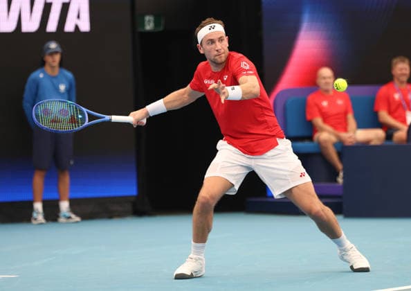 January 5, 2026, Sydney, New South Wales, Australia: CASPER RUUD of Norway during the match against J. Mensik of Czech Republic in the single match group D during the United Cup at Ken Rosewall Arena, Sydney, Australia. Sydney Australia - ZUMAc278 20260105_zsp_c278_021 Copyright: xMarcinxCholewinskix