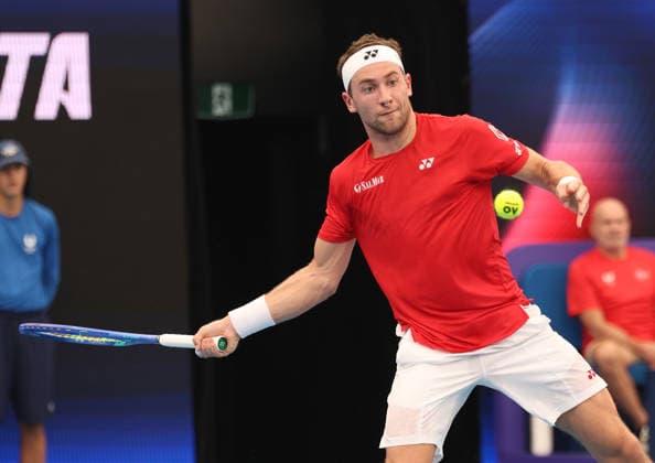 January 5, 2026, Sydney, New South Wales, Australia: CASPER RUUD of Norway during the match against J. Mensik of Czech Republic in the single match group D during the United Cup at Ken Rosewall Arena, Sydney, Australia. Sydney Australia - ZUMAc278 20260105_zsp_c278_023 Copyright: xMarcinxCholewinskix