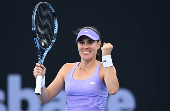 TENNIS BRISBANE INTERNATIONAL, Kimberly Birrell of Australia celebrates winning against Rebecca Sramkova of Slovakia during day two of the Brisbane International tennis tournament at Pat Rafter Arena in Brisbane, Monday, January 5, 2026. ( NO ARCHIVING, EDITORIAL USE ONLY BRISBANE QUEENSLAND AUSTRALIA  Copyright: xDARRENxENGLANDx 20260105168304822604