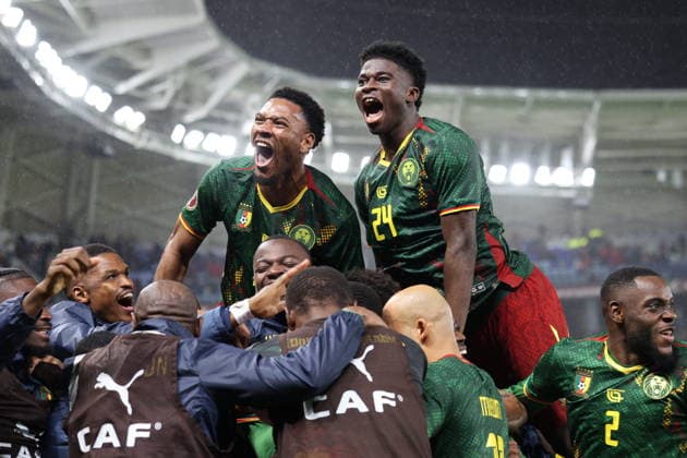 South Africa v Cameroon - Africa Cup of Nations 2025 RABAT, MOROCCO - JANUARY 05: Players of Cameroon celebrate their victory at the end of the Africa Cup of Nations (AFCON) 2025 round of 16 match between South Africa and Cameroon at Agdal Medina Stadium in Rabat, Morocco on January 05, 2026. Samah Zidan Anadolu Rabat Morocco. Editorial use only. Please get in touch for any other usage.  Copyright: x2026xAnadoluxSamahxZidanx