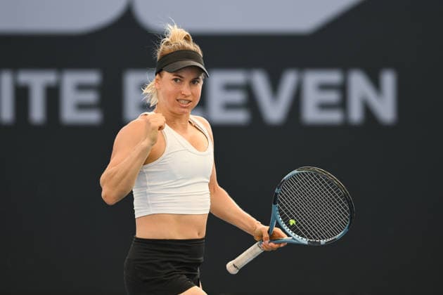 TENNIS BRISBANE INTERNATIONAL, Yulia Putintseva of Kazakhstan reacts against Hailey Baptiste of The United States during day two of the Brisbane International tennis tournament at Pat Rafter Arena in Brisbane, Monday, January 5, 2026. ( NO ARCHIVING, EDITORIAL USE ONLY BRISBANE QUEENSLAND AUSTRALIA  Copyright: xZAINxMOHAMMEDx 20260105176241078095