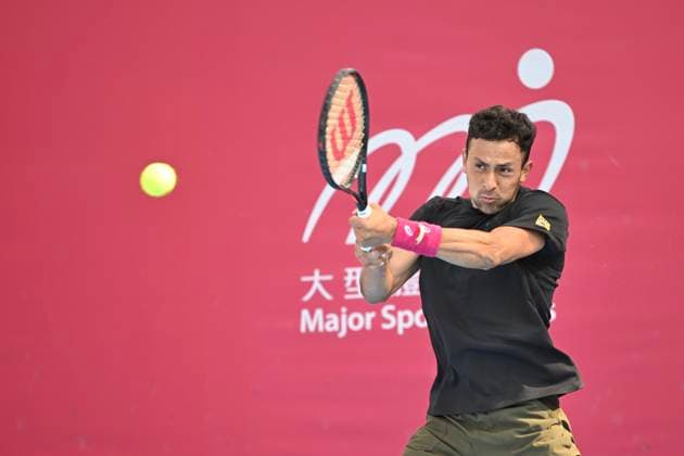 Hong Kong Tennis Open - Day 2 Emilio Nava, an American tennis player, during a match at the Hong Kong Tennis Open WTA, Tennis Damen 250) on January 5, 2026 in Hong Kong. (Photo by Kobe Li Nexpher Images) Hong Kong