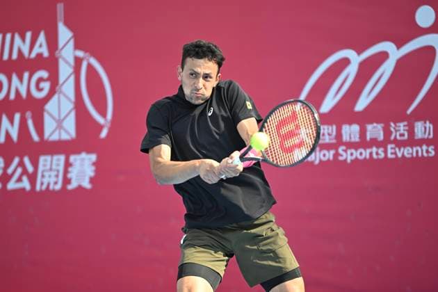 Hong Kong Tennis Open - Day 2 Emilio Nava, an American tennis player, during a match at the Hong Kong Tennis Open WTA, Tennis Damen 250) on January 5, 2026 in Hong Kong. (Photo by Kobe Li Nexpher Images) Hong Kong