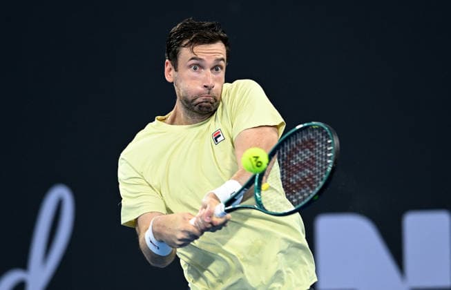 TENNIS BRISBANE INTERNATIONAL, Quentin Halys of France in action against Alexei Popyrin of Australia during day two of the Brisbane International tennis tournament at Pat Rafter Arena in Brisbane, Monday, January 5, 2026. ( NO ARCHIVING, EDITORIAL USE ONLY BRISBANE QUEENSLAND AUSTRALIA  Copyright: xDARRENxENGLANDx 20260105134631512636