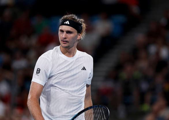 (260105) -- SYDNEY, Jan. 5, 2026 -- Alexander Zverev of Germany reacts during the men s singles match against Hubert Hurkacz of Poland in the Group F round robin match between Poland and Germany at the 2026 United Cup tennis tournament in Sydney, Australia, Jan. 5, 2026. ) (SP)AUSTRALIA-SYDNEY-TENNIS-UNITED CUP-GER VS POL MaxPing 