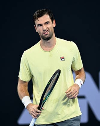 TENNIS BRISBANE INTERNATIONAL, Quentin Halys of France reacts against Alexei Popyrin of Australia during day two of the Brisbane International tennis tournament at Pat Rafter Arena in Brisbane, Monday, January 5, 2026. ( NO ARCHIVING, EDITORIAL USE ONLY BRISBANE QUEENSLAND AUSTRALIA  Copyright: xDARRENxENGLANDx 20260105164030389991