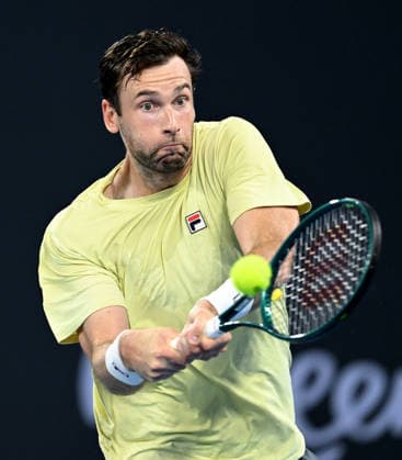 TENNIS BRISBANE INTERNATIONAL, Quentin Halys of France in action against Alexei Popyrin of Australia during day two of the Brisbane International tennis tournament at Pat Rafter Arena in Brisbane, Monday, January 5, 2026. ( NO ARCHIVING, EDITORIAL USE ONLY BRISBANE QUEENSLAND AUSTRALIA  Copyright: xDARRENxENGLANDx 20260105196949672873