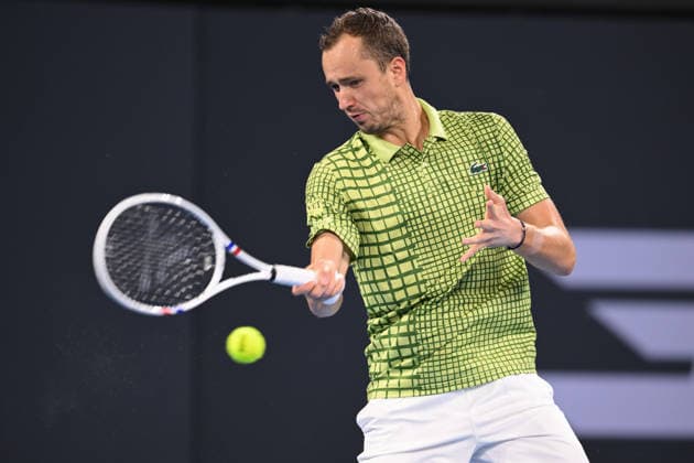 TENNIS BRISBANE INTERNATIONAL, Daniil Medvedev in action against Marton Fucsovics of Hungary during day two of the Brisbane International tennis tournament at Pat Rafter Arena in Brisbane, Monday, January 5, 2026. ( NO ARCHIVING, EDITORIAL USE ONLY BRISBANE QUEENSLAND AUSTRALIA  Copyright: xZAINxMOHAMMEDx 20260105131238923581
