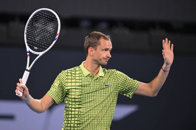 TENNIS BRISBANE INTERNATIONAL, Daniil Medvedev in action against Marton Fucsovics of Hungary during day two of the Brisbane International tennis tournament at Pat Rafter Arena in Brisbane, Monday, January 5, 2026. ( NO ARCHIVING, EDITORIAL USE ONLY BRISBANE QUEENSLAND AUSTRALIA  Copyright: xZAINxMOHAMMEDx 20260105178164830741